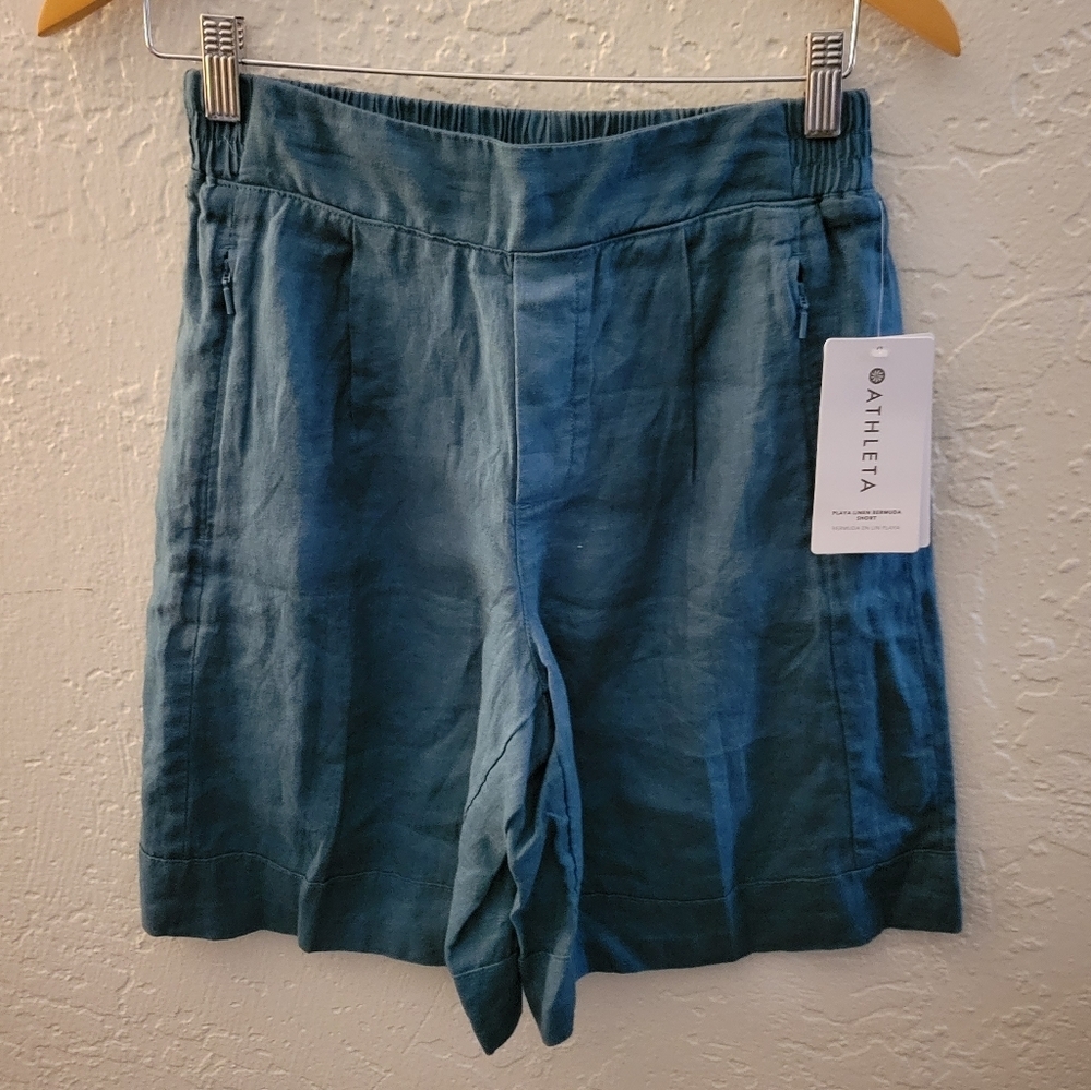 Athleta Playa Linen Bermuda Shorts Size 2 NWT